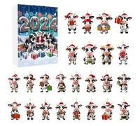 Ornaments | 24 Days Countdown Cow Pendant Christmas | 2D Acrylic Hanging Lights for Members Teacher Community Family Building | Teen School Events