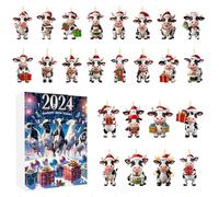 Ornaments | 24 Days Countdown Cow Pendant Christmas | 2D Acrylic Hanging Lights for Members Teacher Community Family Building | Teen School Events
