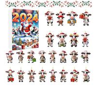 Ornaments | 24 Days Countdown Cow Pendant Christmas | 2D Acrylic Hanging Lights for Members Teacher Community Family Building | Teen School Events