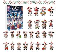 Ornaments | 24 Days Countdown Cow Pendant Christmas | 2D Acrylic Hanging Lights for Members Teacher Community Family Building | Teen School Events