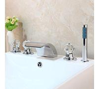 Ornaments Deck Mounted 5 Pcs Set Faucet Waterfall Spout with Hand Shower Bathroom Tub Faucet Bath Hand Shower Sculpture LWX