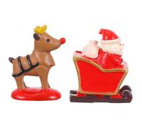 Ornaments Decorative Props Christmas Resin Featuring 2pcs Santa Claus and Elk Figures Red Colour for Home Christmas Decorations for Xmas Party Decor
