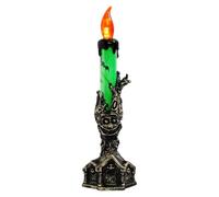 Ornaments for Bedroom 1 Pack Window Candle Lamp, 3 Light Halloween Candle Black Base with 4 Orange Flicker Bulbs(1 Spare), Night Lights, Lamp Plug in and Ready to Use, 3Ft (Green, 21X6X6cm)
