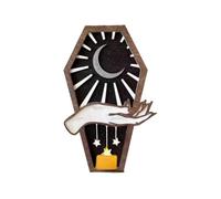 Ornaments For Bedroom Halloween Witch Candle Holder Wall With Flying Moths And Moon Cute Garden Ornaments (B, 25x17x1cm)