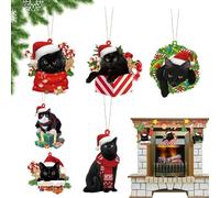 Ornaments for Christmas Tree, Cat Christmas Tree Ornaments, Christmas Cat Ornament, Christmas Tree Decoration, Decorations, 6 Pieces - Farmhouse Christmas Craft Decoration,