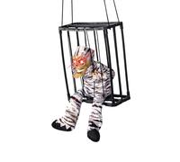 Ornaments For Living Room Halloween Decoration And Motion Sensors Halloween Decoration Props Terrifying Cages Prisoner's Hanging Luminous Eye Metal Garden Ornaments (A, 28x23)
