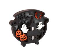Ornaments for Living Room Halloween Glowing Wooden Ornaments Halloween Pumpkin Table Decorations Light Up Indoor Decoration LED Lights Shaped Decorations Large for (B, 15x14cm)