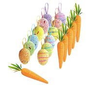 Ornaments for Spring Easter Egg And Carrot Hanging Colorful Foam Hanging Egg Foam Glitter Carrots Easter Home Party DIY (Orange, 20cm)