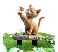 ornaments for the home Cat Lawn | Outdoor Stakes 2D Flat Chasing Butterfly Acrylic Accent for Backyard Balcony Lawn Pathway Holidays Weddings