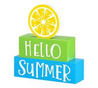 ornaments for the home Hello Centerpieces for Tables | Lemon Themed Sign Home Decor - Wooden Rustic Tiered Tray Board Holiday Tabletop Centerpiece Beach Party Supplies