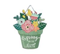 ornaments for the home Spring Door Decor | Hangable Flowers Wreath Sign Decoration for Farmhouse Yard Outdoor Kitchen Party Porch