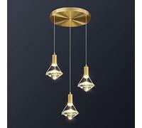 Ornaments Indoor Chandelier, Crystal During with Antique Brass Finish,Modern and Concise Fixture Plate Metal Shade Compatible Bar,Dining Room,Corridor,Living Room.Led