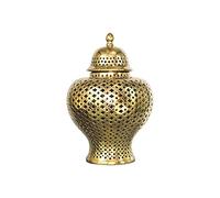 Ornaments Modern Sculptures Gold Silver Ceramic Storage Jars with Lid Baroque Hollow Art Crafts European Vintage Ornaments Living Room Desk Decoration Decorative Ornaments (Color : Yellow) (Green)