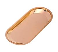 Ornaments Plate Stainless Steel Cosmetics Tray,Rose Gold Tray,9.1x4.1x0.7inch Dessert Candy Dish Tea Coffee Cup Plate,Pink Tray Cosmetics Tray,Towel Tray Perfume Tray for Bathroom