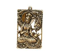 Ornaments Pure copper double-sided ride dragon Guanyin Buddha key ring ornaments men and women models pendant jewelry bronze statue Ornaments