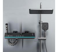 Ornaments Thermostatic Shower System, Modern Shower Head Set with Ambient Light, Piano Key, Digital Display, Rain Shower Faucet Se LWX