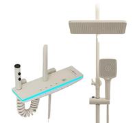 Ornaments Thermostatic Shower System, Modern Shower Head Set with Light, Piano Key, Digital Display, Rain Shower Faucet Sets Compl LWX