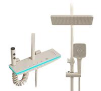 Ornaments Thermostatic Shower System, Modern Shower Head Set with Light, Piano Key, Digital Display, Rain Shower Faucet Sets Compl LWX