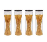 ORNAMI Glass Food Jar with Stainless Steel Lid and Silicone Ring for Airtight Sealing, BPA-FREE, Clear Canister Container for Kitchen Storage - Set of 4 (2L)