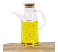 ORNAMI Olive Oil Dispenser and Vinegar Cruet Bottle with Natural Bamboo Lid and Handle (550ml)