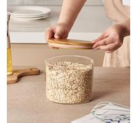 ORNAMI Wide Mouth Borosilicate Glass Storage Jar with Airtight Bamboo Lid | Large Capacity Canister Ideal for Bulk Kitchen Storage (2L)