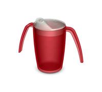 Ornamin 816/806 Two Handled Mug 250 ml Red with Spouted Lid with Small Opening