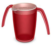 Ornamin 816/814 Two Handled Mug 250 ml Red with Drinking Lid
