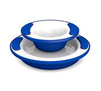 Ornamin Keep Warm Plate and Keep Warm Bowl, Blue