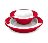 Ornamin Keep Warm Plate and Keep Warm Bowl, red