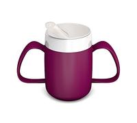 Ornamin Two Handled Mug with Internal Cone 140 ml BlackBerry with Spouted Lid with Small Opening (Model 815 + 806) | Drinking aid