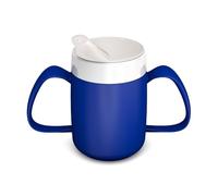 Ornamin Two Handled Mug with Internal Cone 140 ml Blue with Spouted Lid with small opening (model 815 + 806) | drinking aid
