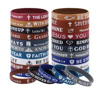 ORNAROVI 20 Styles Silicone Scripture Bracelets with Verses, Religious Bible Verse Bracelets Bulk, Inspirational Bible Colored Wristbands, Christian Bracelet for Men Women Gift, 40 PCS, Silicone, no