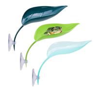 ORNAROVI 3 Pack Tree Frog Terrarium Accessories with Suction Cups, Plastic Leaf Aquarium Decor, Artificial Plant Leaves Crested Gecko Tank Accessories, Leopard Gecko Tank Accessories (3 Pack)