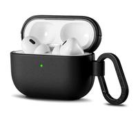 ORNARTO Compatible for AirPods Pro 2 Case,Full Protective Leather Cover with Carabiner for AirPods Pro 2nd / Pro 1st Generation(2023/2022/2019),Front Visible LED-Midnight Black