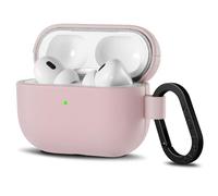 ORNARTO Compatible for AirPods Pro 2 Case,Full Protective Leather Cover with Carabiner for AirPods Pro 2nd / 1st Generation(2023/2022/2019),Front Visible LED-Wisp Pink