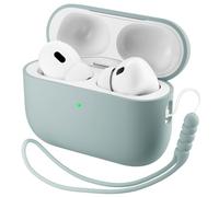 ORNARTO Compatible with Airpods Pro 3 Case (2025), Protective Liquid Silicone Case Cover for Airpods Pro 3nd Generation with Lanyard Soft Skin Front LED Visible-Mint Green