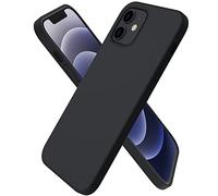ORNARTO Compatible with iPhone 12 mini(2020) Case 5,4, Slim Liquid Silicone Full Covered Soft 3 Layers Gel Rubber with Microfiber Case Cover 5.4 inch-Black