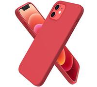 ORNARTO Compatible with iPhone 12 mini(2020) Case 5,4, Slim Liquid Silicone Full Covered Soft 3 Layers Gel Rubber with Microfiber Case Cover 5.4 inch-Red