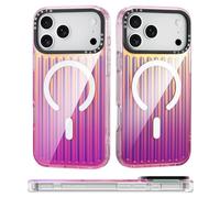 ORNARTO Magnetic Case for iPhone 17 Pro 6.3", Compatible with MagSafe, Shockproof Protective Cover with Stripe Design, Slim Durable 17 Pro Phone Cases-Pink