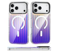 ORNARTO Magnetic Case for iPhone 17 Pro Max 6.9", Compatible with MagSafe, Shockproof Protective Cover with Stripe Design, Slim Durable 17 Pro Max Phone Cases-Purple