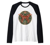 Ornate Atlas Moth Art Nouveau Floral Design Raglan Baseball Tee