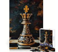 Ornate Black ﹨u Gold Chess Queen Jigsaw Puzzles for Adults1000 Pieces Strengthen Memory Home Pastime Clean Edge Elegant Gift (38x52cm)