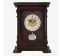 Ornate Brown Wooden Pendulum Mantel Clock W2890