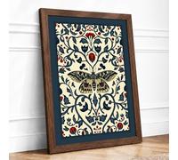 Ornate Butterfly Garden Botanical Framed Wall Art Print A1 (84.1×59.4cm) Walnut, Wall Decor for Living Room, Bedroom, Office & Home, Ready to Hang, Art Gift