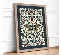 Ornate Butterfly Garden Botanical Framed Wall Art Print A2 (59.4×42cm) Oak, Wall Decor for Living Room, Bedroom, Office & Home, Ready to Hang, Art Gift