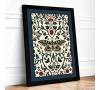 Ornate Butterfly Garden Botanical Framed Wall Art Print A3 (42×29.7cm) Black, Wall Decor for Living Room, Bedroom, Office & Home, Ready to Hang, Art Gift