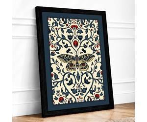 Ornate Butterfly Garden Botanical Framed Wall Art Print A3 (42×29.7cm) Black, Wall Decor for Living Room, Bedroom, Office & Home, Ready to Hang, Art Gift