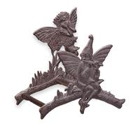 Ornate Cast Iron Wall Mounted Garden Hose Holder Dark Brown Fairy Design