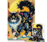 Ornate Cat Illustration with Asian Influence Jigsaw Puzzle for Teenagers 1000 Pieces Strong Logic Toy Quiet Calm Clear Edge Elegant Gift (38x26cm)