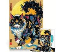 Ornate Cat Illustration with Asian Influence Jigsaw Puzzles for Teenagers 1000 Pieces Reason Skill Toy Soothing Play Exact Cut Santa Wish Gift (50x75cm)
